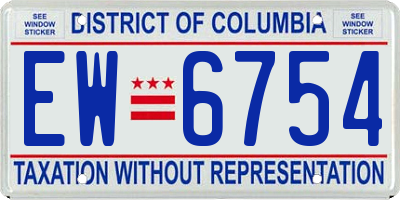DC license plate EW6754