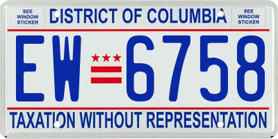 DC license plate EW6758