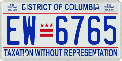 DC license plate EW6765