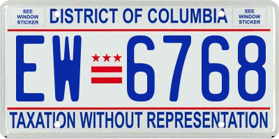 DC license plate EW6768