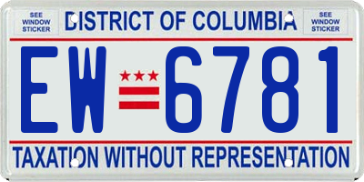 DC license plate EW6781