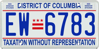 DC license plate EW6783
