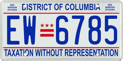 DC license plate EW6785