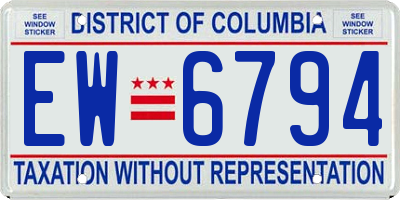 DC license plate EW6794