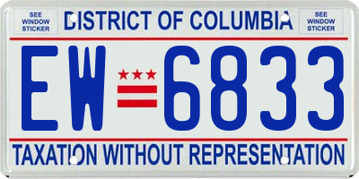 DC license plate EW6833