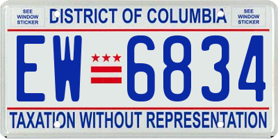 DC license plate EW6834