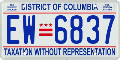 DC license plate EW6837