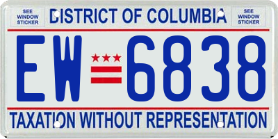 DC license plate EW6838
