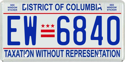 DC license plate EW6840