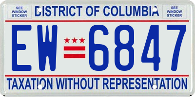 DC license plate EW6847