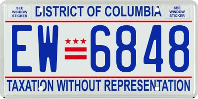 DC license plate EW6848