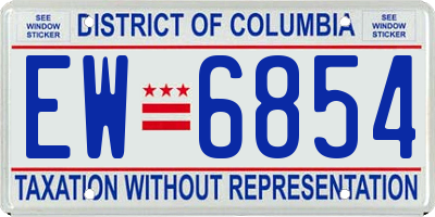 DC license plate EW6854
