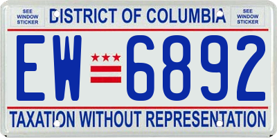 DC license plate EW6892