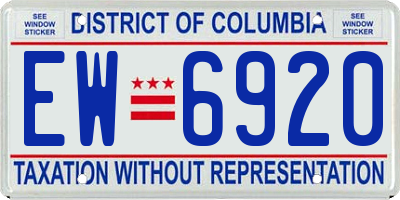DC license plate EW6920