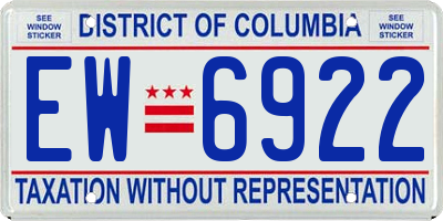 DC license plate EW6922