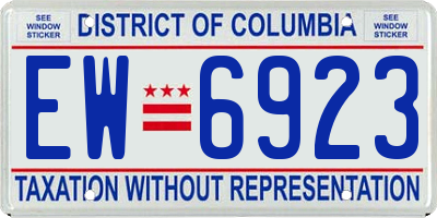 DC license plate EW6923