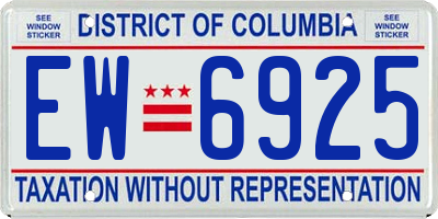 DC license plate EW6925