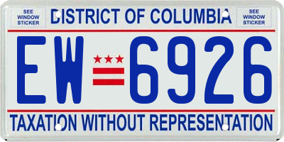 DC license plate EW6926