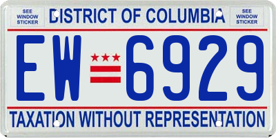 DC license plate EW6929