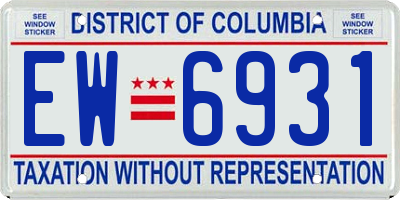 DC license plate EW6931