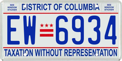 DC license plate EW6934
