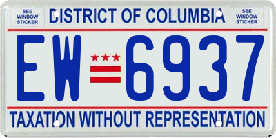 DC license plate EW6937