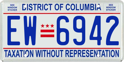 DC license plate EW6942
