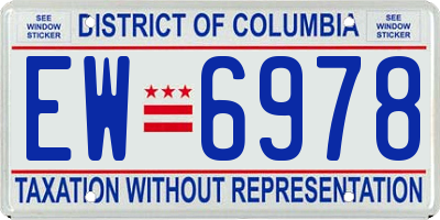 DC license plate EW6978