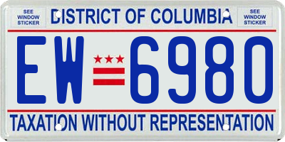 DC license plate EW6980