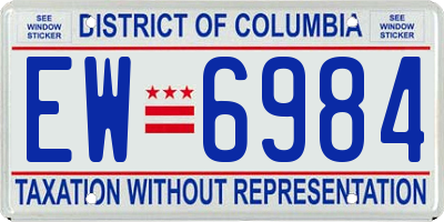 DC license plate EW6984
