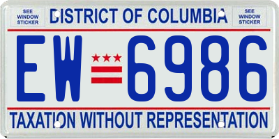 DC license plate EW6986