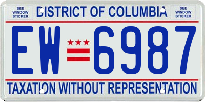 DC license plate EW6987