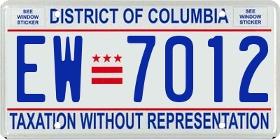 DC license plate EW7012