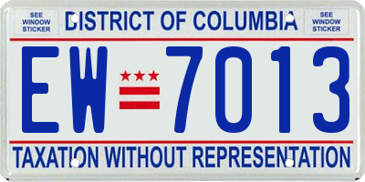 DC license plate EW7013
