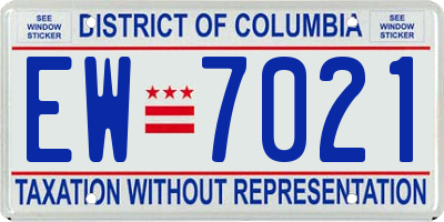 DC license plate EW7021