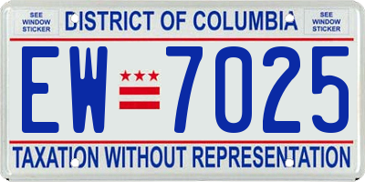 DC license plate EW7025