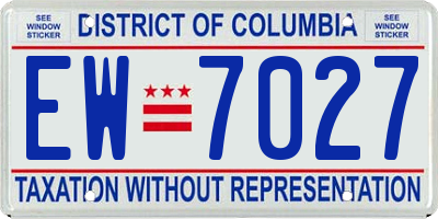 DC license plate EW7027