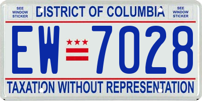 DC license plate EW7028