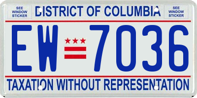 DC license plate EW7036
