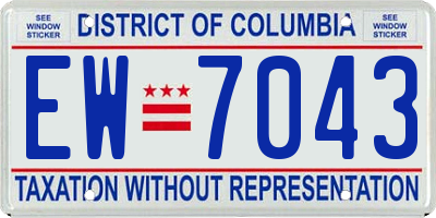 DC license plate EW7043