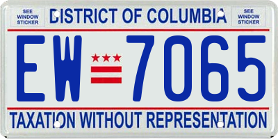 DC license plate EW7065