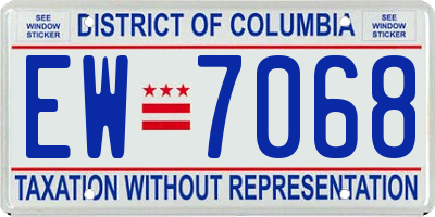 DC license plate EW7068