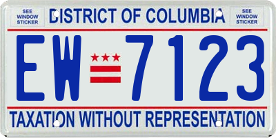 DC license plate EW7123