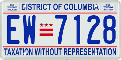 DC license plate EW7128