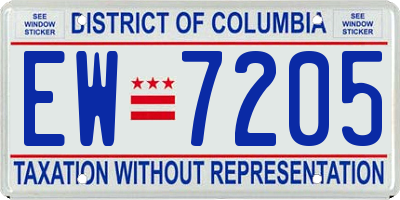 DC license plate EW7205