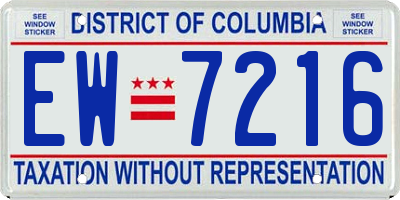 DC license plate EW7216