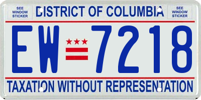 DC license plate EW7218