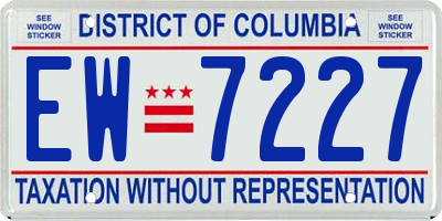 DC license plate EW7227