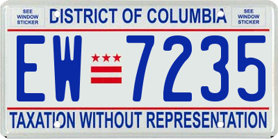 DC license plate EW7235