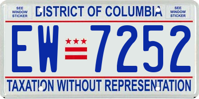 DC license plate EW7252